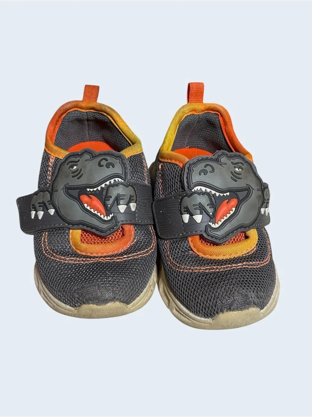 Kids Dinosaur Slip-On Athletic Shoes - Black & Orange toddler Size 6